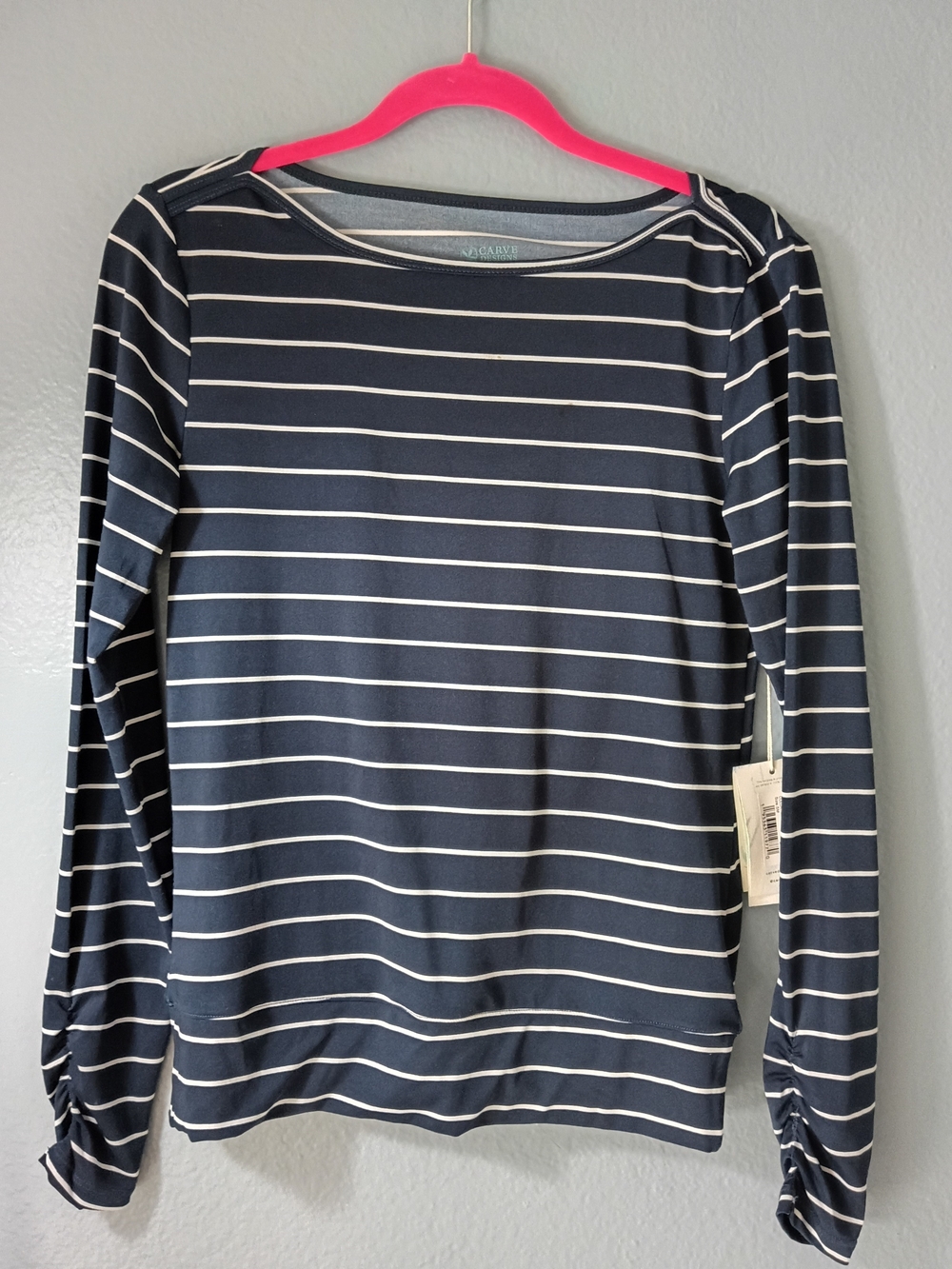 Carve Designs Navy & White Striped Long Sleeve Top